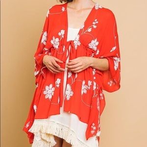 UMGEE Tomato Red Kimono, Worn Once